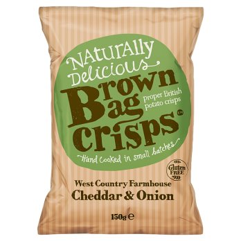 BROWN BAG CHEDDAR & ONION CRISPS 150G