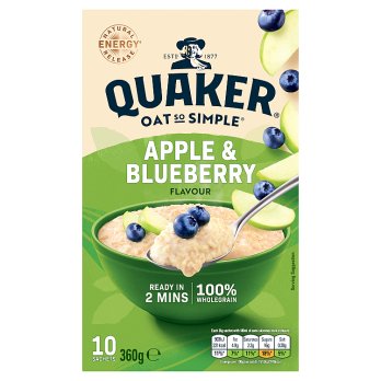 QUAKER OATS APPLE & BLUEBERRY PORRIDGE SACHETS 10x36G