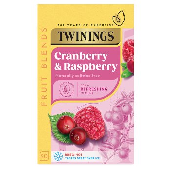 TWININGS CRANBERRY & RASPBERRY 20 TEA BAGS 40G