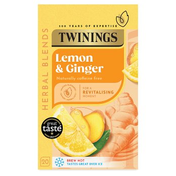 TWININGS LEMON & GINGER 20 TEA BAGS 40G