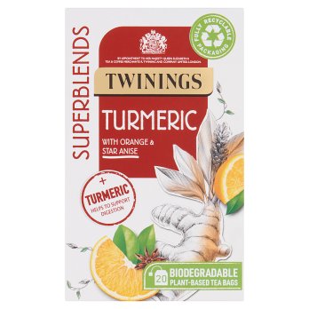 TWININGS SUPERBLENDS TURMERIC 20 TEA BAGS 50G