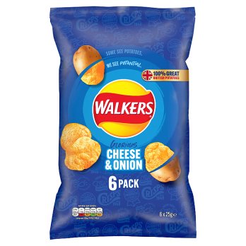 WALKERS CHEESE & ONION CRISPS 6x25G