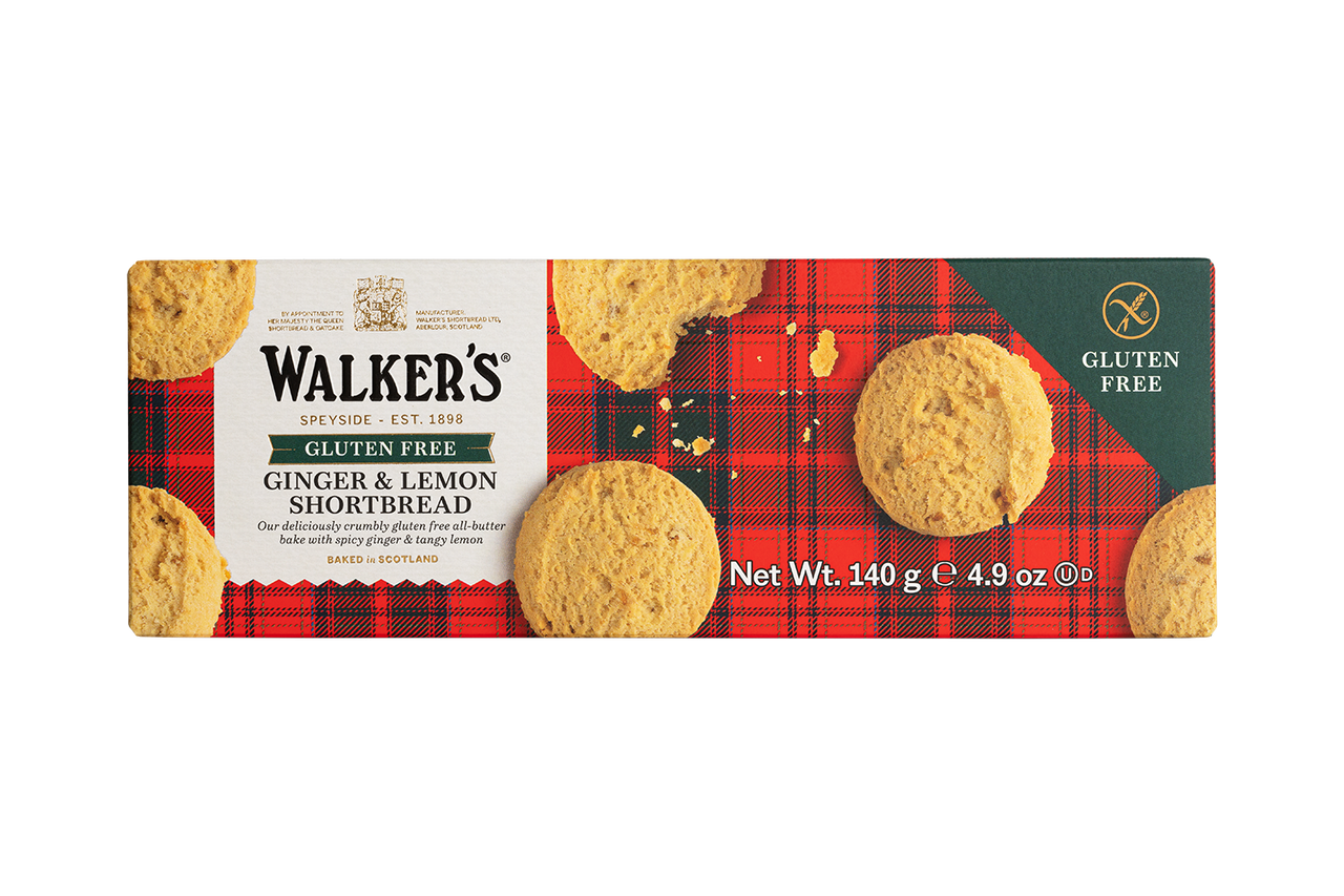 WALKERS LEMON & GINGER SHORTBREAD GLUTEN FREE 140G