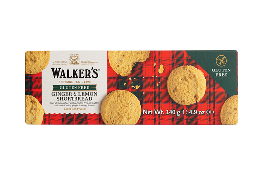 WALKERS LEMON & GINGER SHORTBREAD GLUTEN FREE 140G