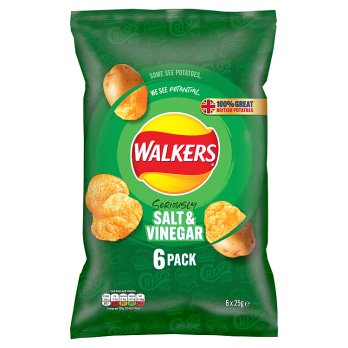 WALKERS SALT & VINEGAR CRISPS 6x25G