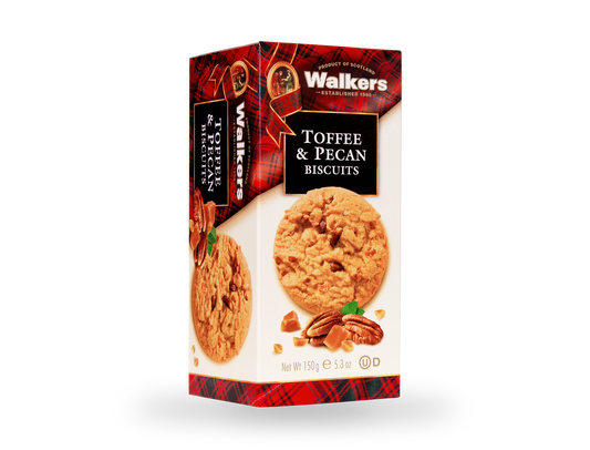 WALKERS TOFFEE & PECAN BISCUITS 150G