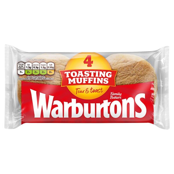 WARBURTONS ENGLISH MUFFINS 4 PACK 250G