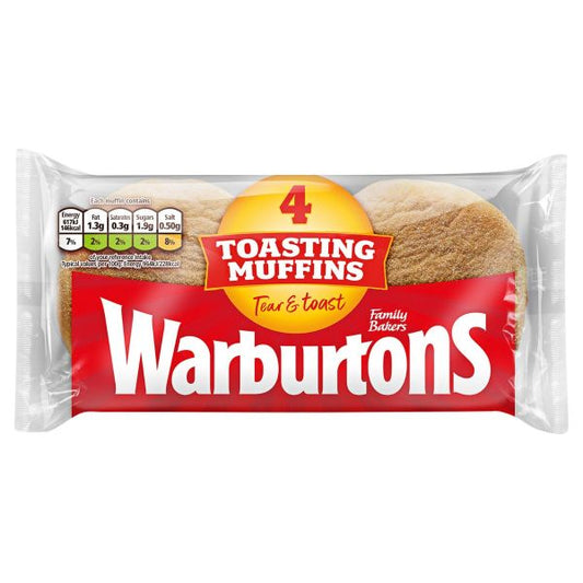 WARBURTONS ENGLISH MUFFINS 4 PACK 250G