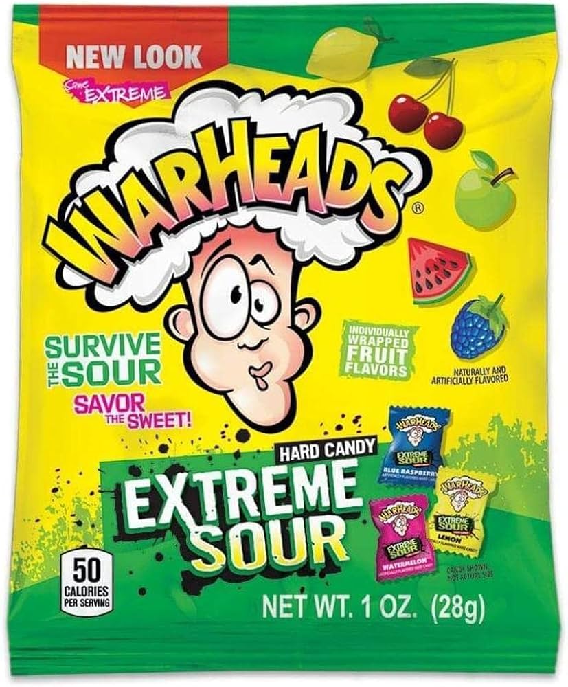 WARHEADS EXTREME SOUR CANDY 28G